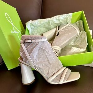 Sam Edelman Kia Block Heel Sandals in White Leather - 6.5 NEW